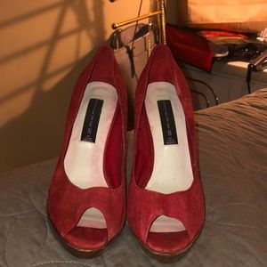 Red peep toe heels from Steve Madden